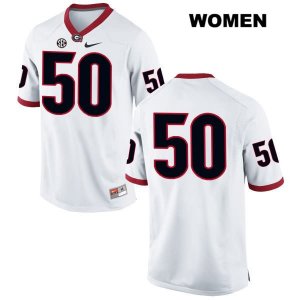 Women's Georgia Bulldogs NCAA #50 Trevor Lowe Nike Stitched White Authentic No Name College Football Jersey VOI7754ET